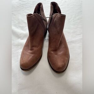 Lucky Brand Leather Ankle Boots Brown Side Zip Size 6.5 Boho Western